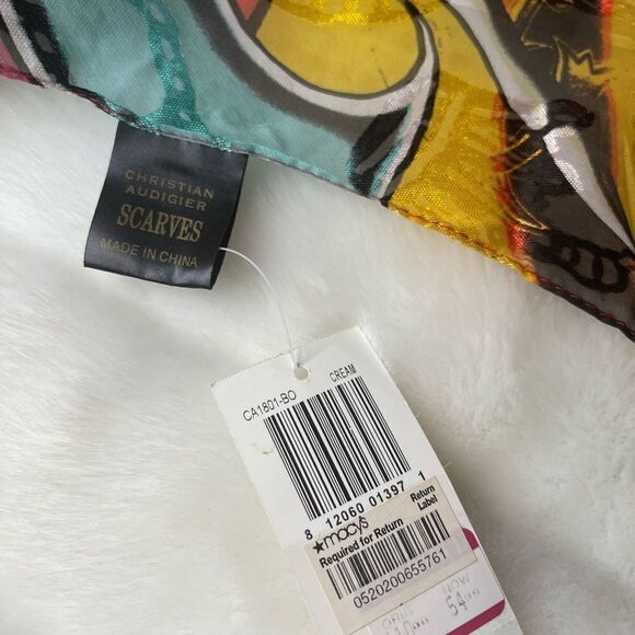 NWT Christian Audigier 100%silk multi color extra large scarf - Picture 13 of 13